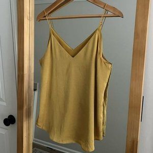 Express Mustard Lined Silky Tank with Adjustable Straps